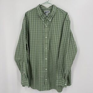 Duluth Trading Co‎ Mens 2XL Green Plaid Button Down Long Sleeve Shirt Relaxed